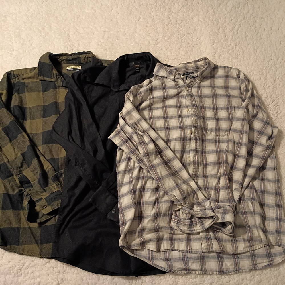 Magellan Outdoors Men's Green, Black, and Gray Plaid Shirt Set